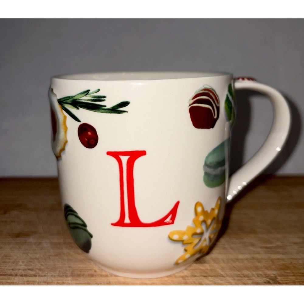 Anthropologie HOLIFAYE STONEWARE MONOGRAM MUG Letter L